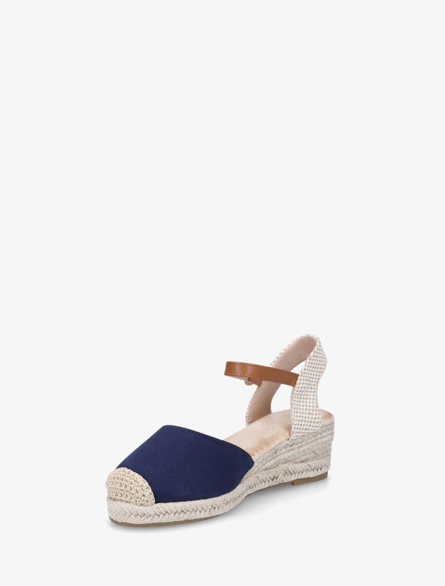 Espadrilles compensées en suédine - Marine - 4