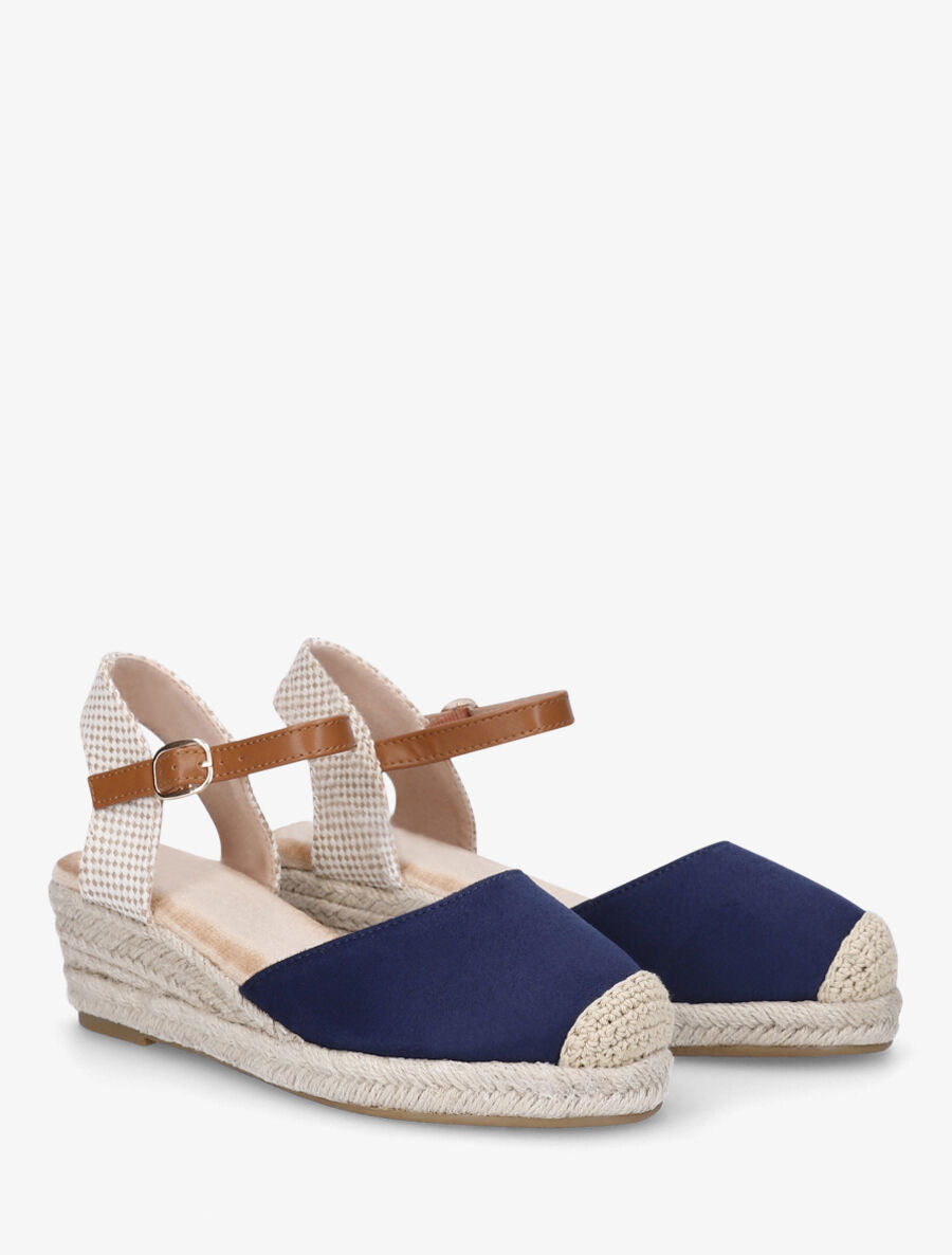 Espadrilles compensées en suédine - Marine - 5