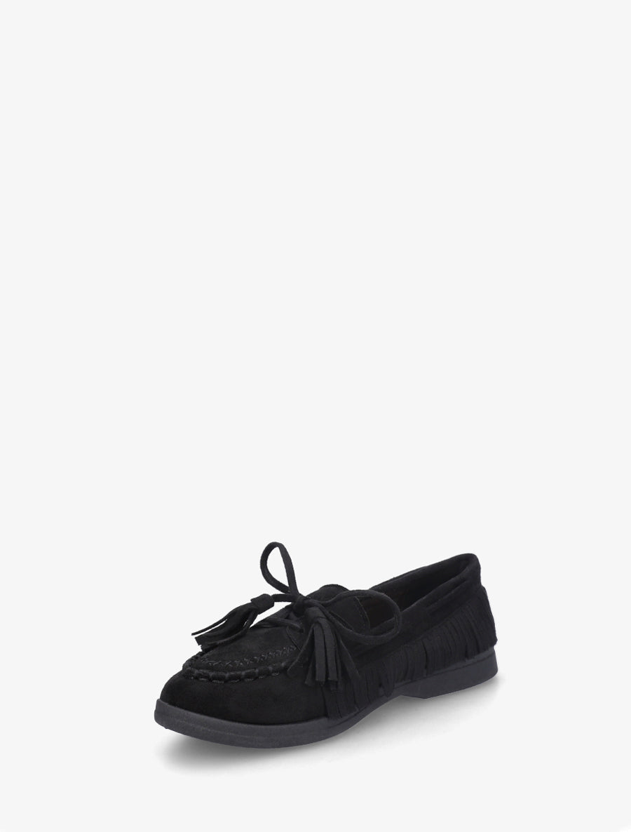Mocassins en suédine à franges - Noir - 3