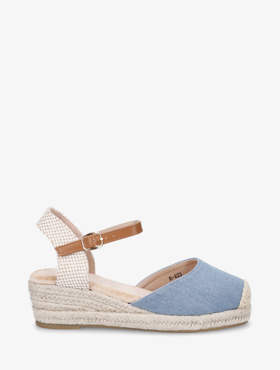 Espadrilles compensées en toile - Bleu denim - 6
