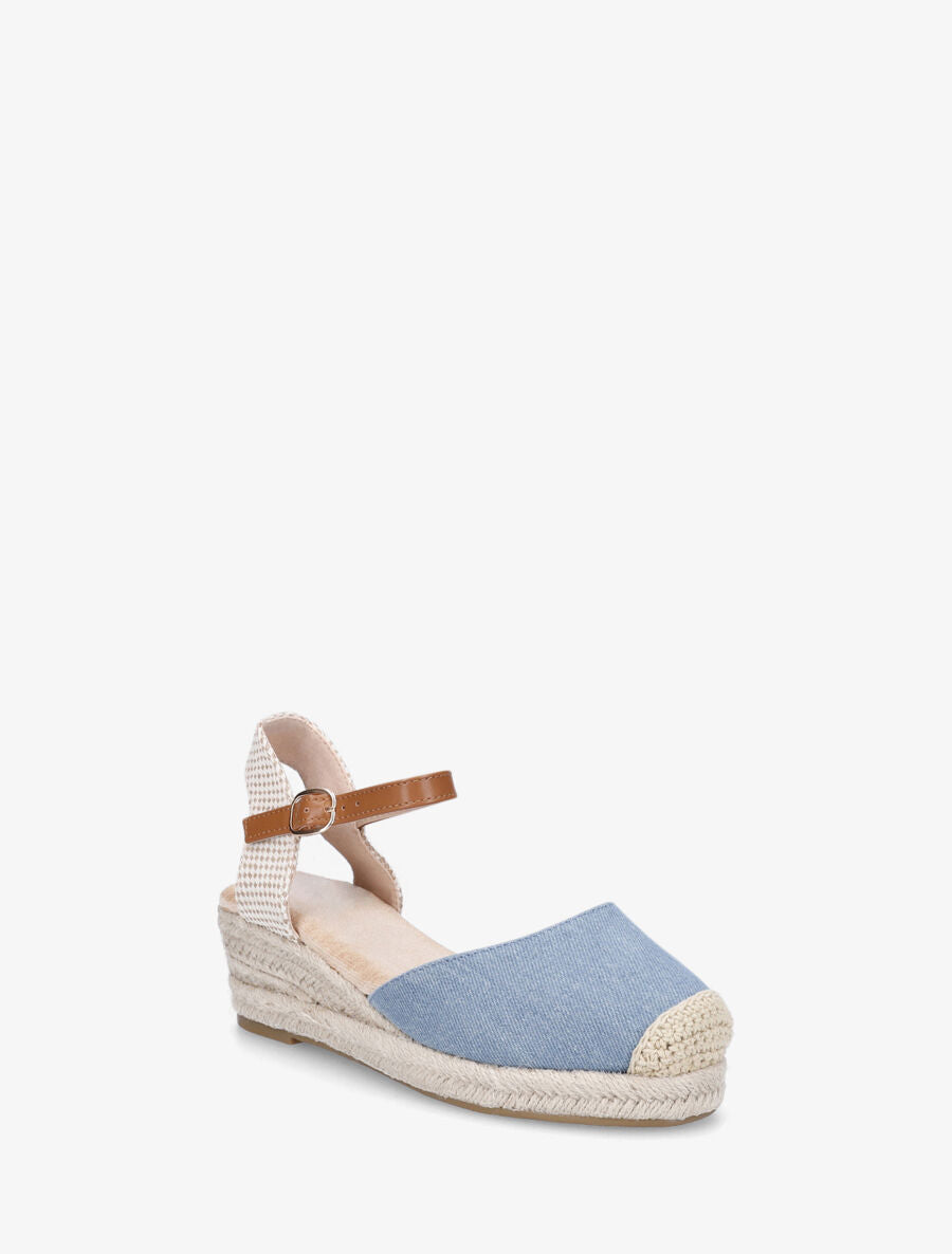 Espadrilles compensées en toile - Bleu denim - 3