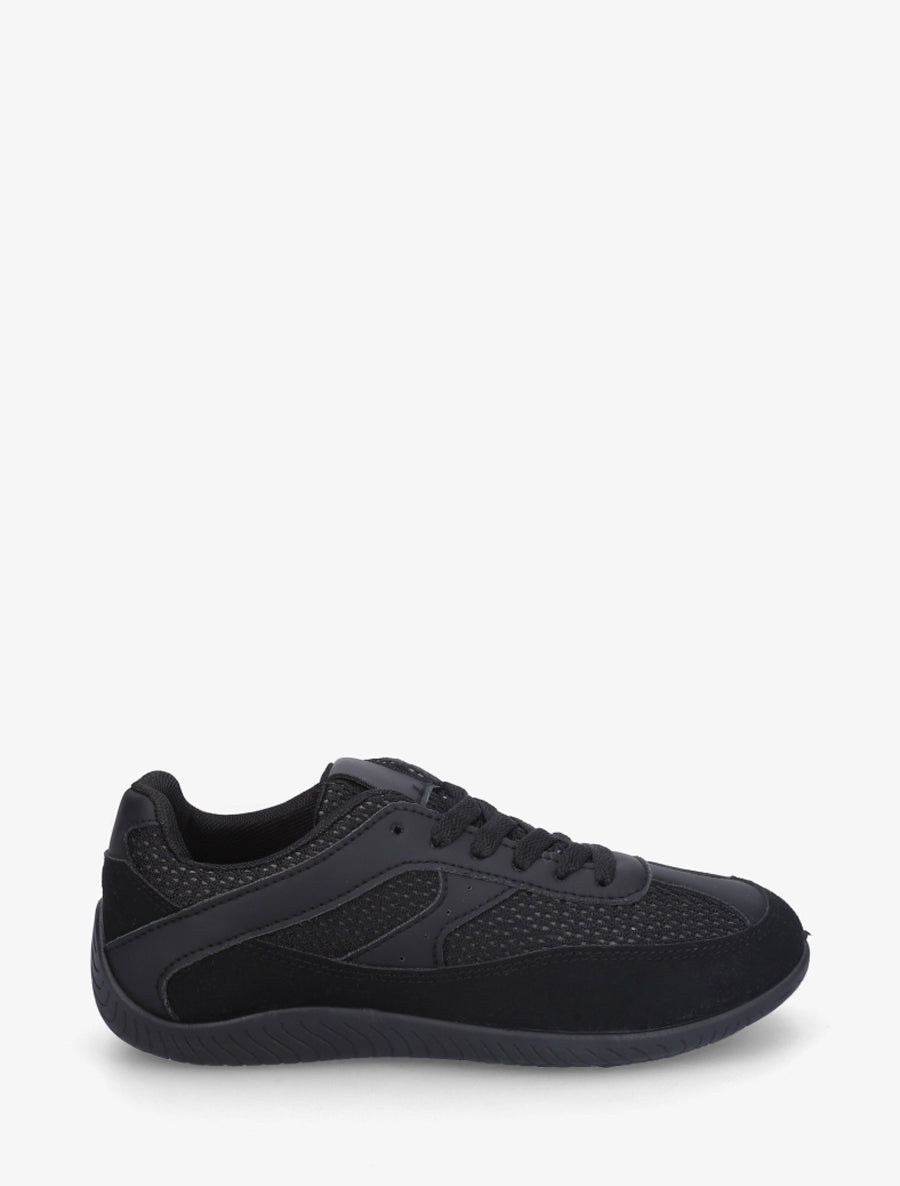 Sneakers en simili et toile - Noir - 1