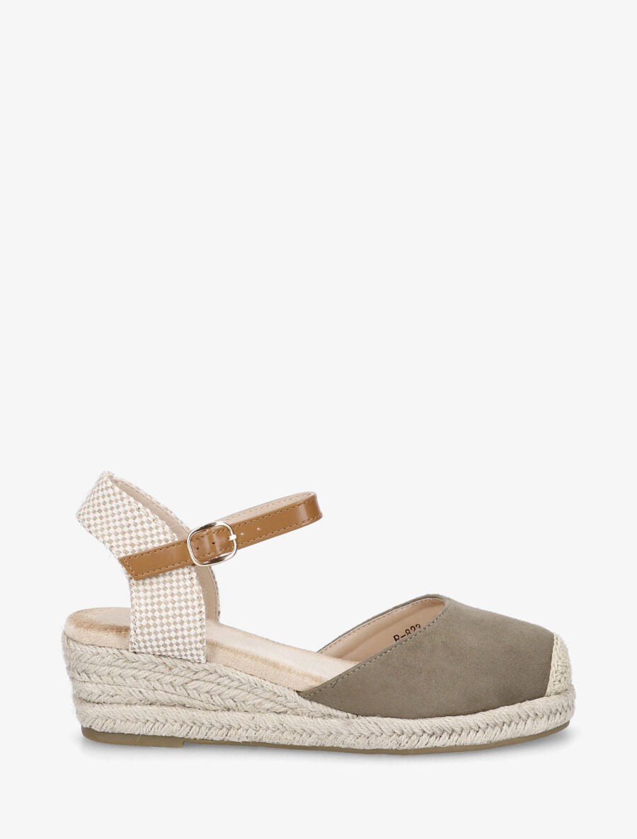 Espadrilles compensées en suédine - Kaki - 1