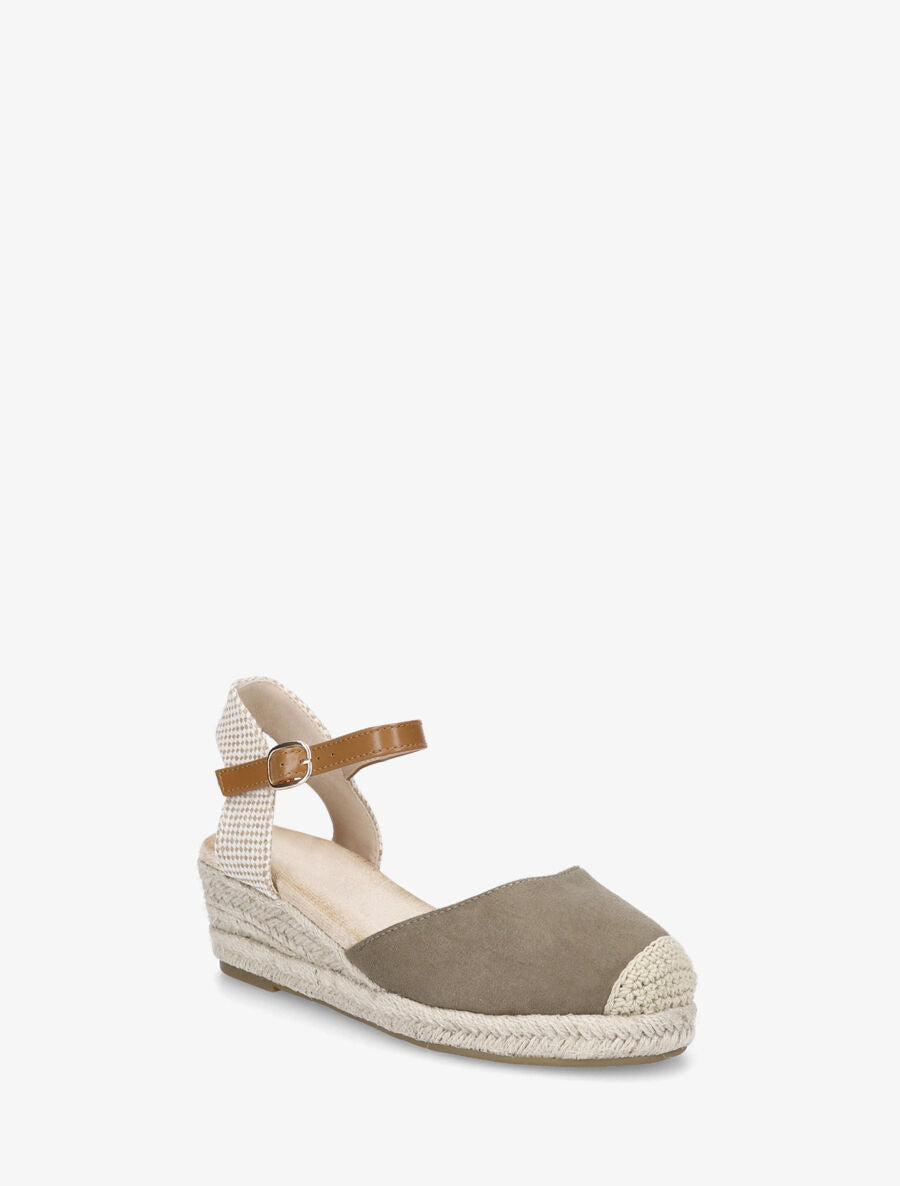 Espadrilles compensées en suédine - Kaki - 2