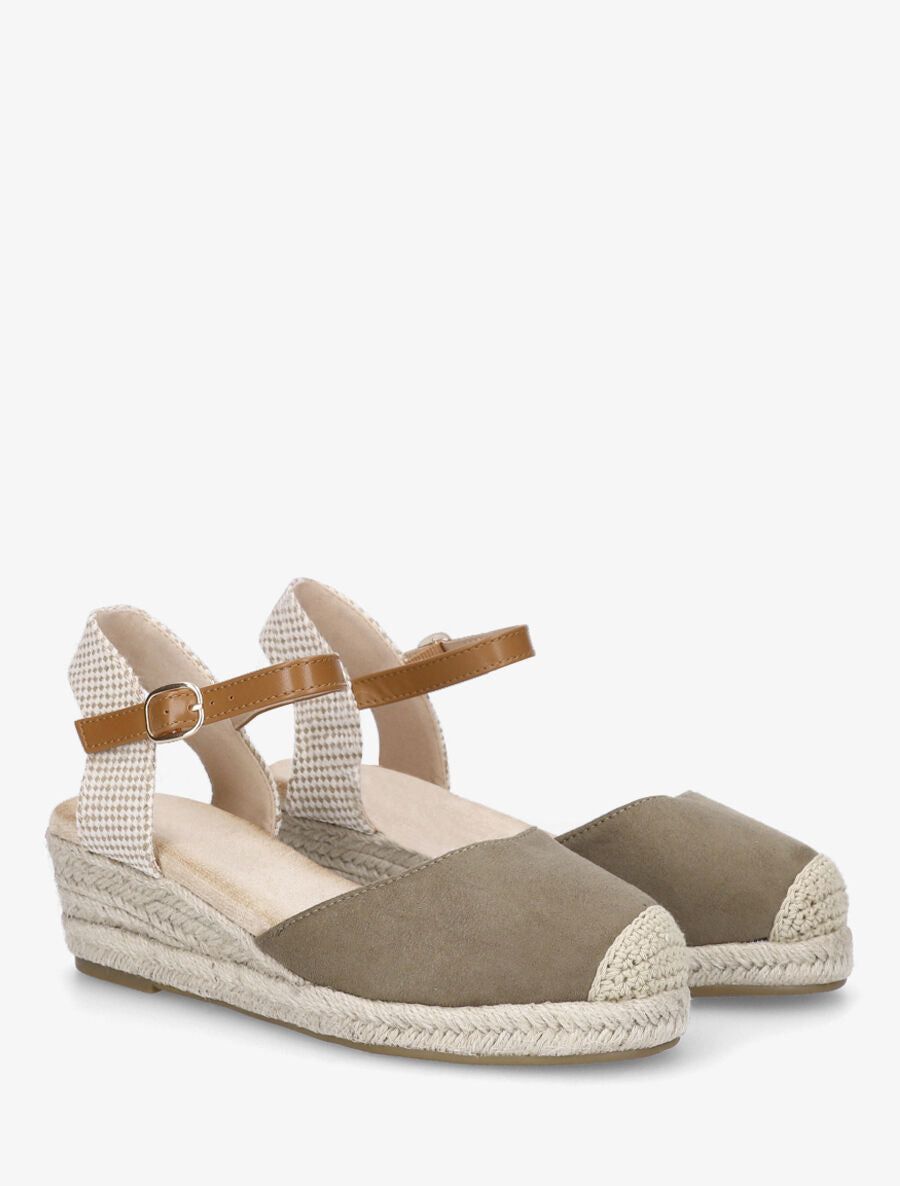 Espadrilles compensées en suédine - Kaki - 4