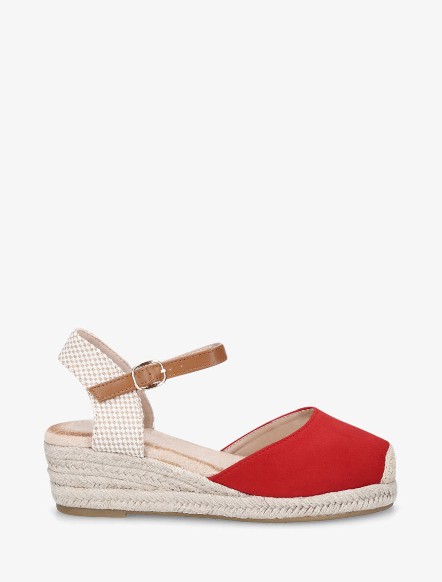 Espadrilles compensées en suédine - Rouge - 1
