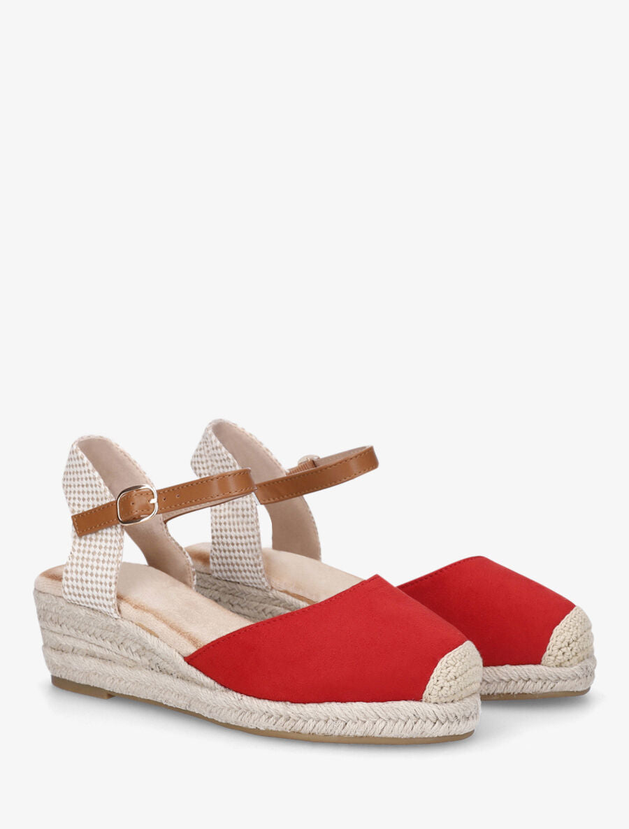 Espadrilles compensées en suédine - Rouge - 4