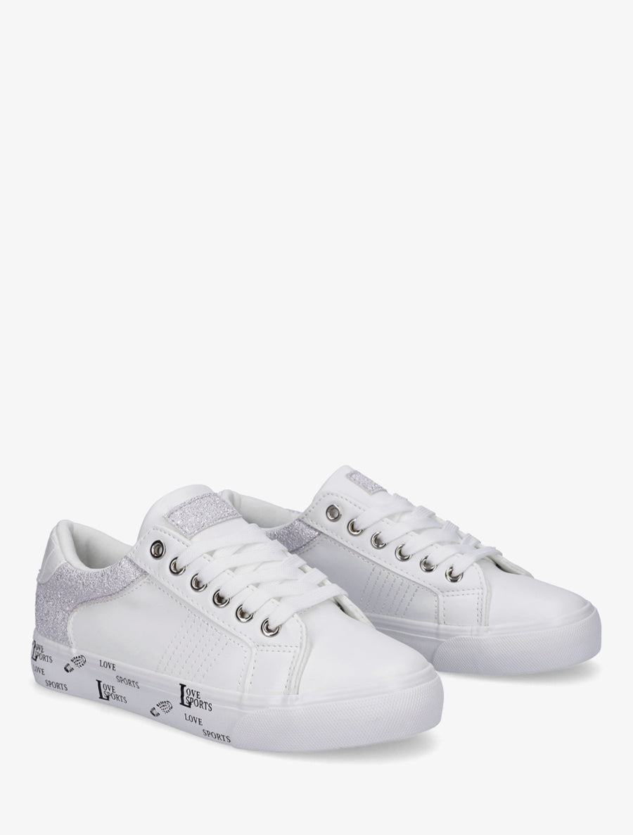 Sneakers unies à semelle floqué - Argent - 4