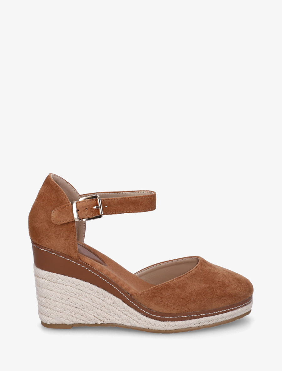 Espadrilles compensées en suédine - Camel - 1