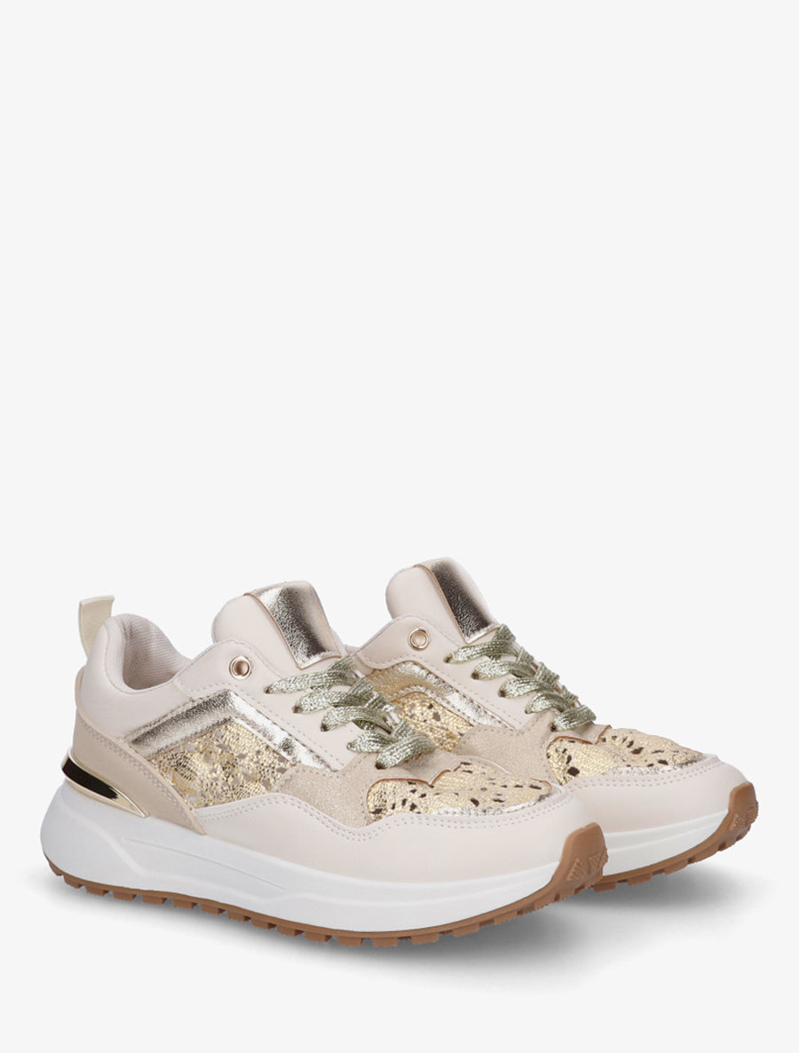 Baskets à empiècements crochet - Or - 4