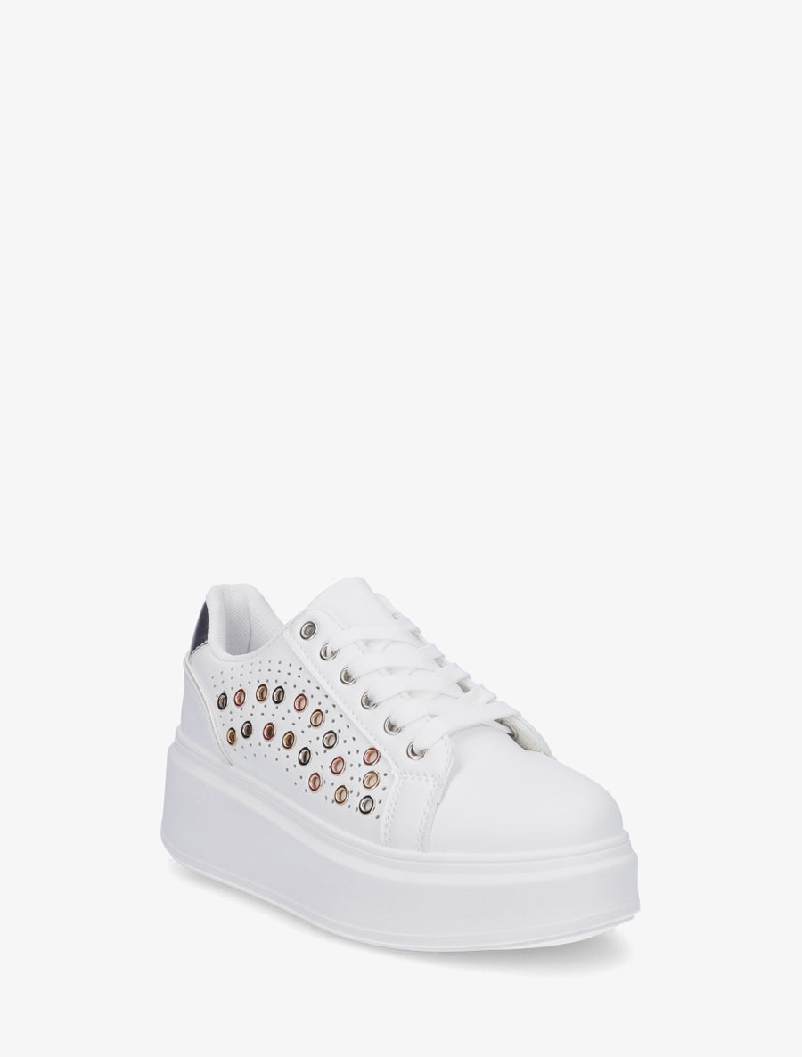 Baskets à semelle plateforme et oeillets - Argent - 2