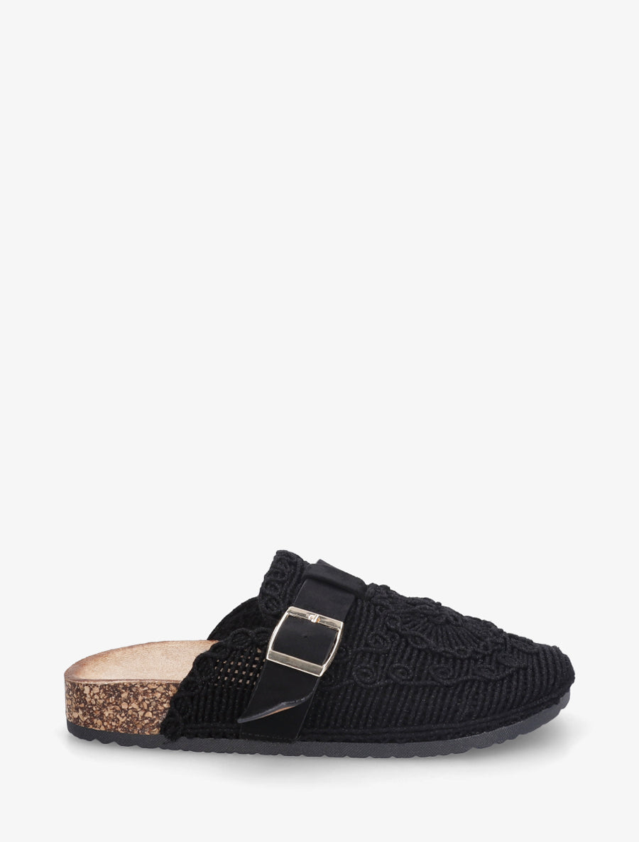 Mules fermées en macramé - Noir - 1