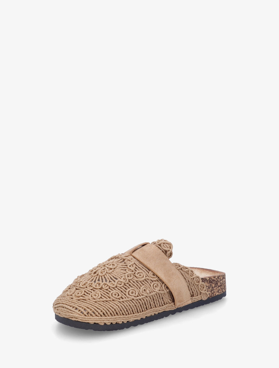 Mules fermées en macramé - Taupe - 3