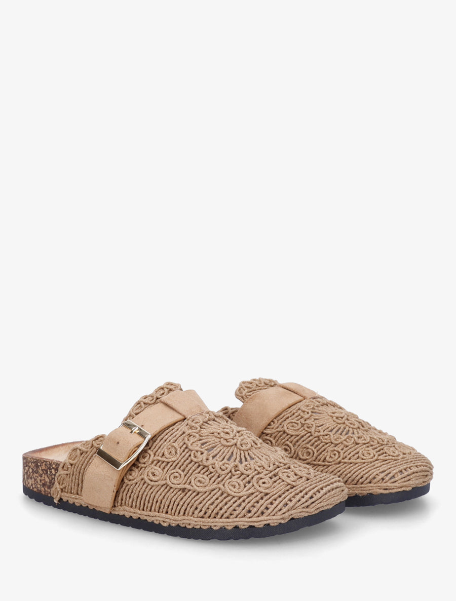 Mules fermées en macramé - Taupe - 4