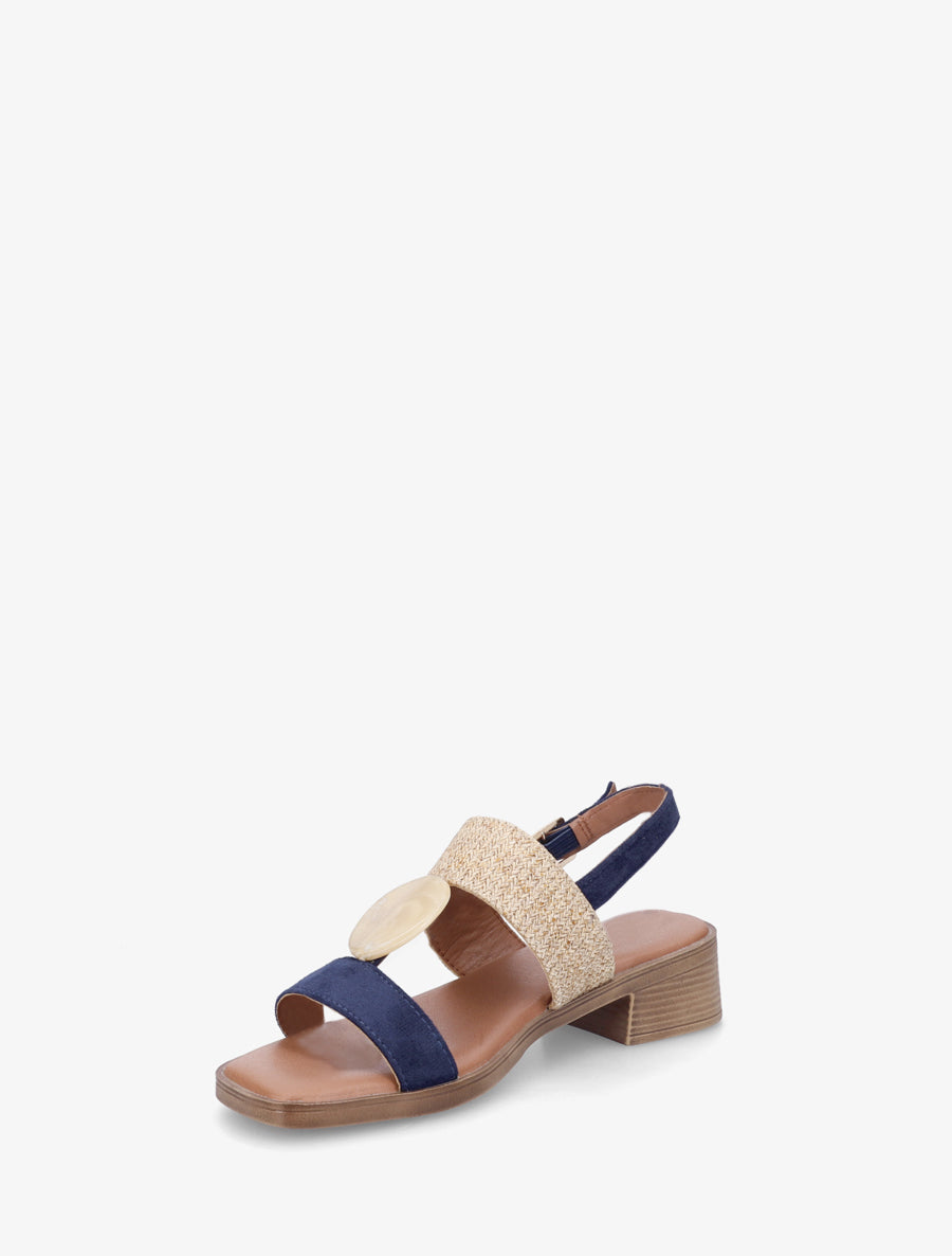 Sandales à empiècement bijou style pierre - Marine - 3