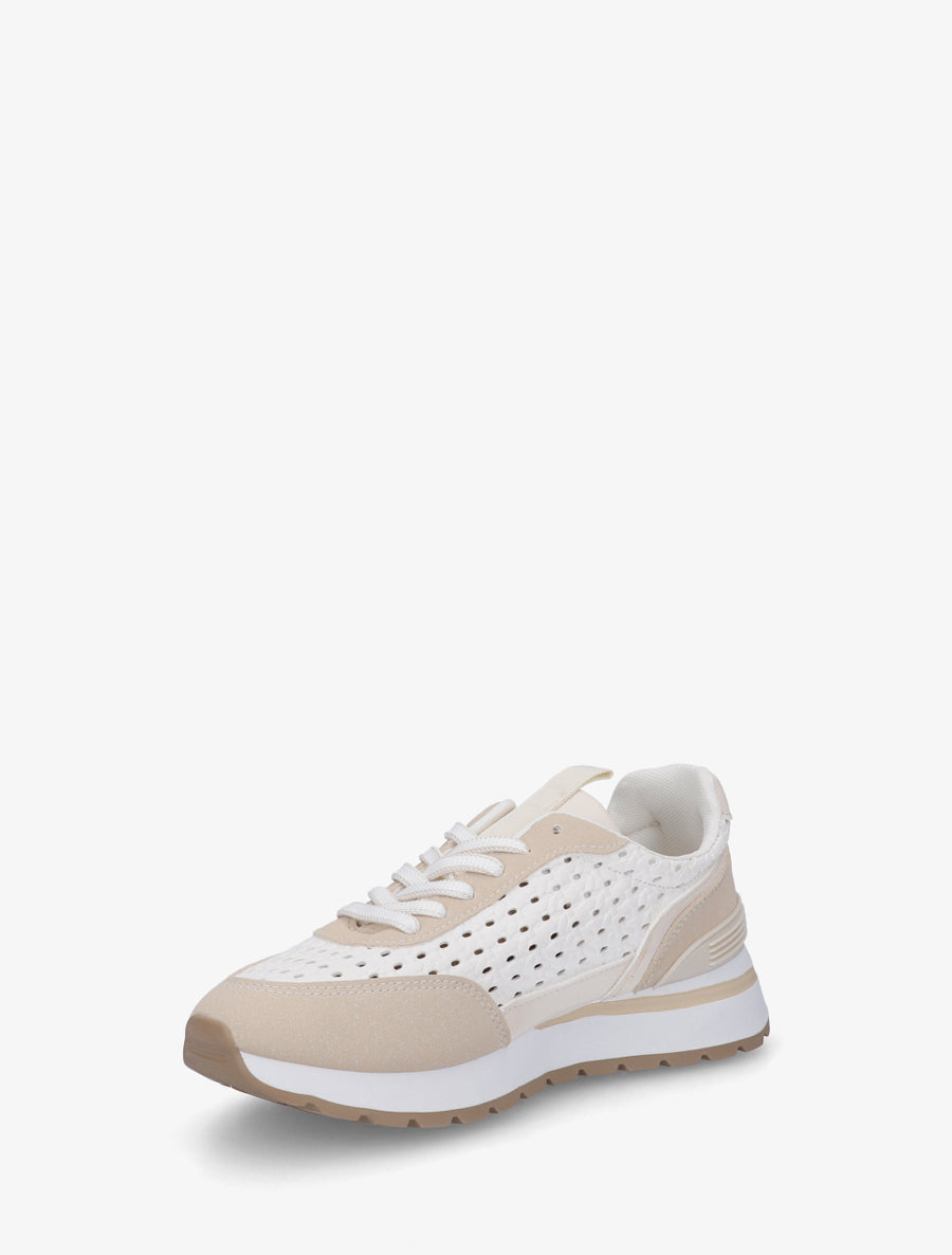 Sneakers à empiècement effet macramé - Beige - 3