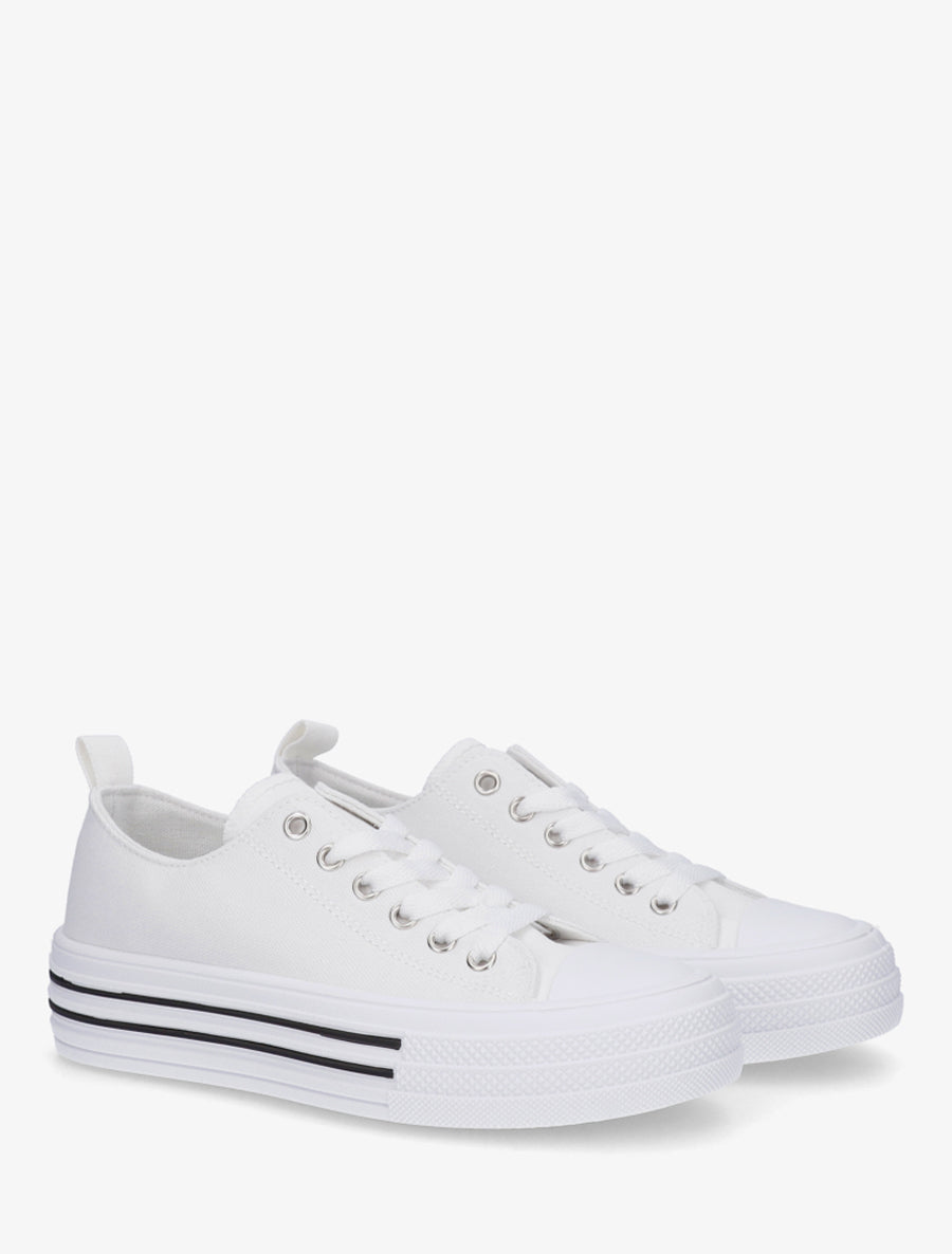 Tennis en toile à bout rond - Blanc - 4