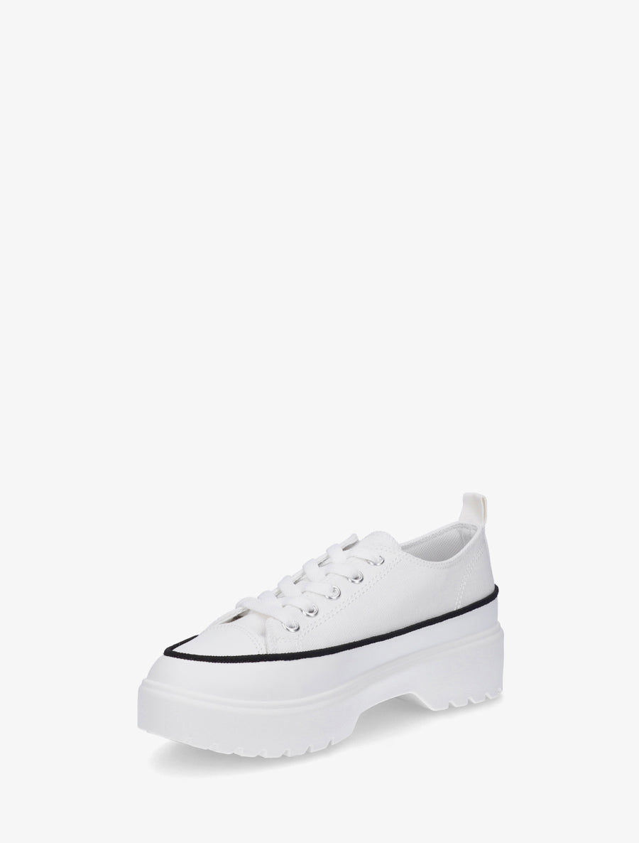 Baskets en toile à semelle plateforme - Blanc - 3
