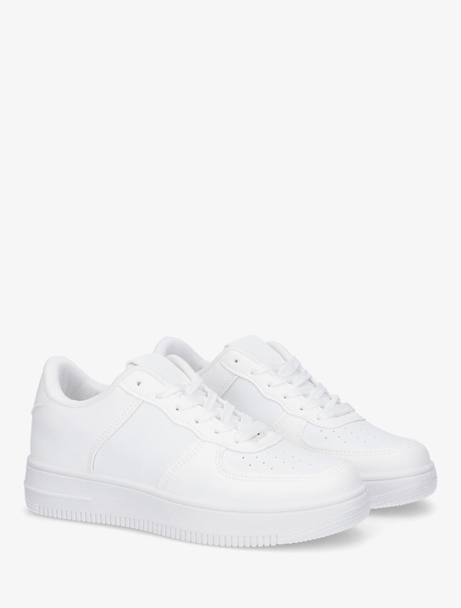 Baskets basiques en simili - Blanc - 4