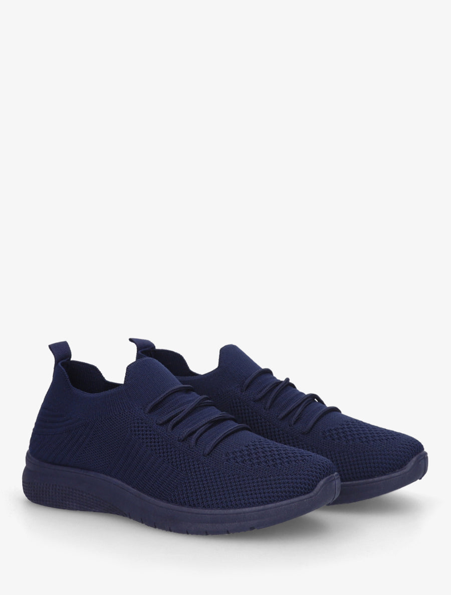 Baskets unies en maille - Marine - 4