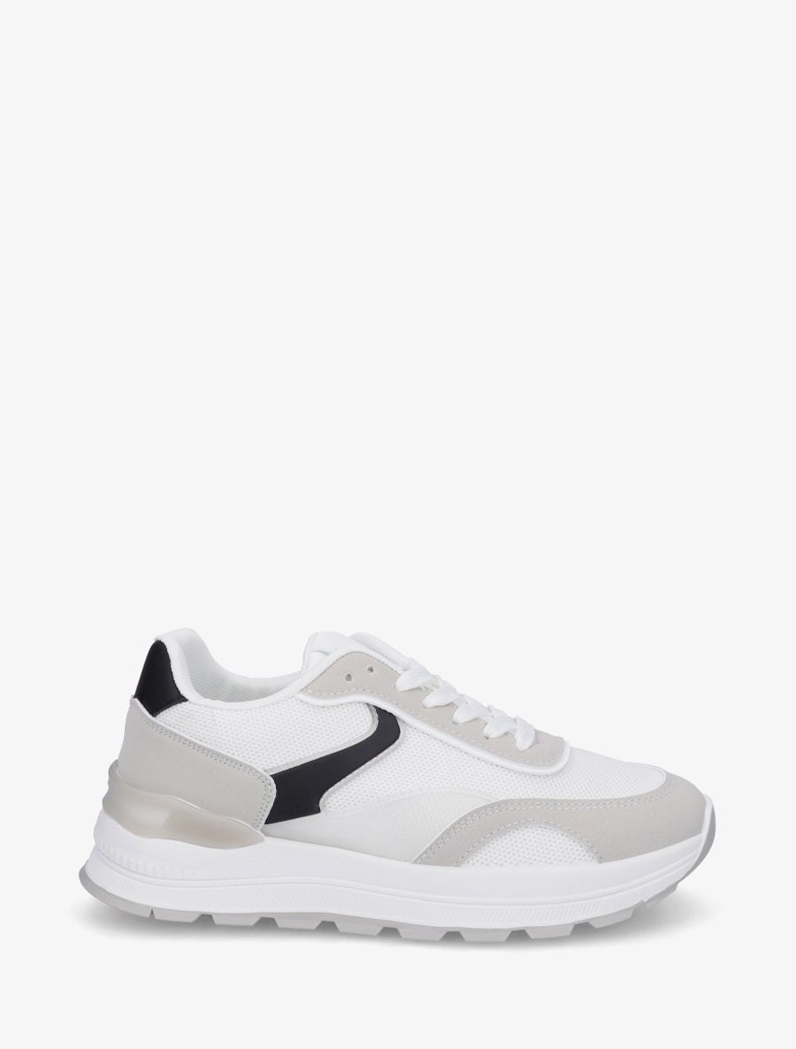 Baskets bimatière à semelle crantée - Blanc - 1