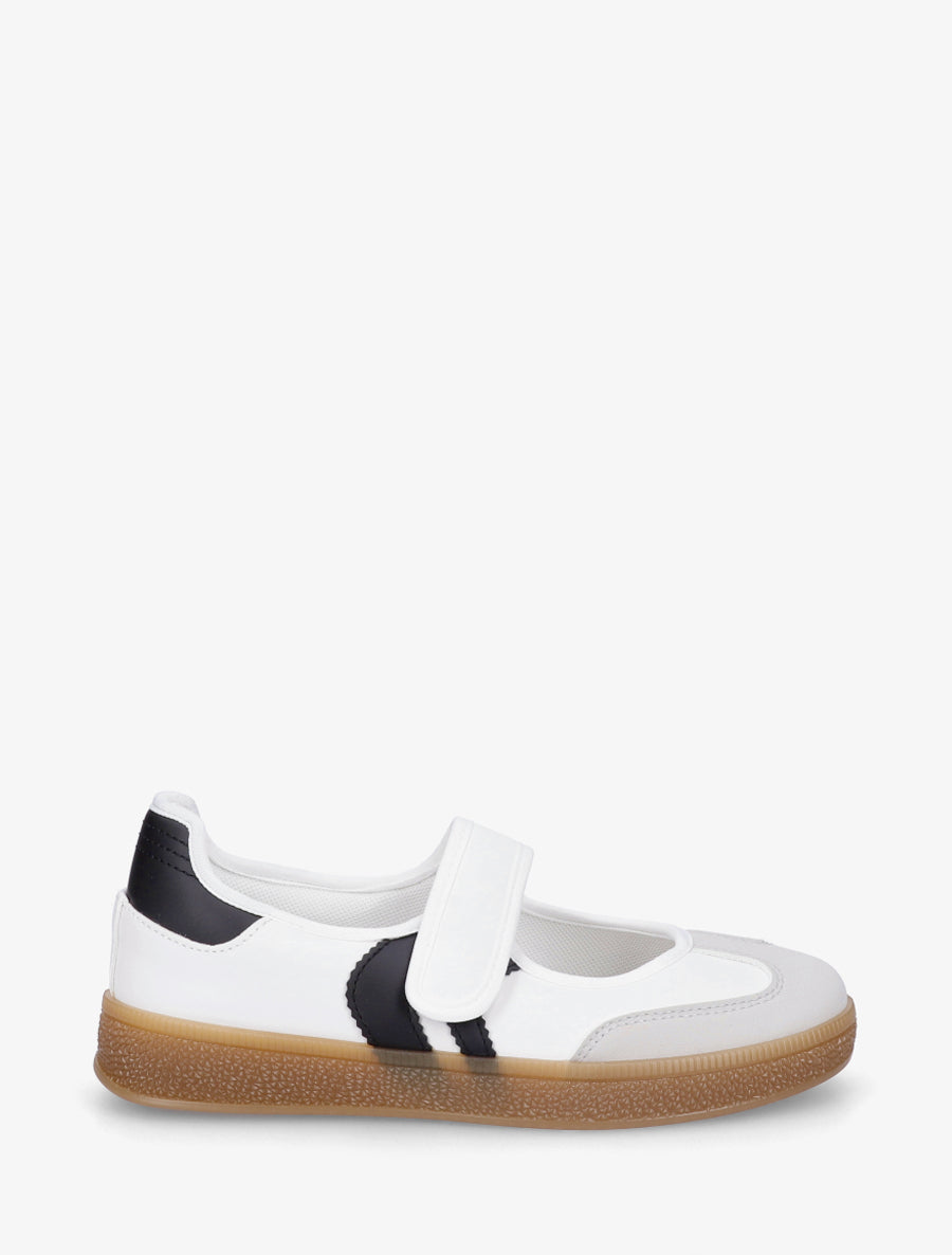Ballerines style sneakers à scratch - Blanc - 1