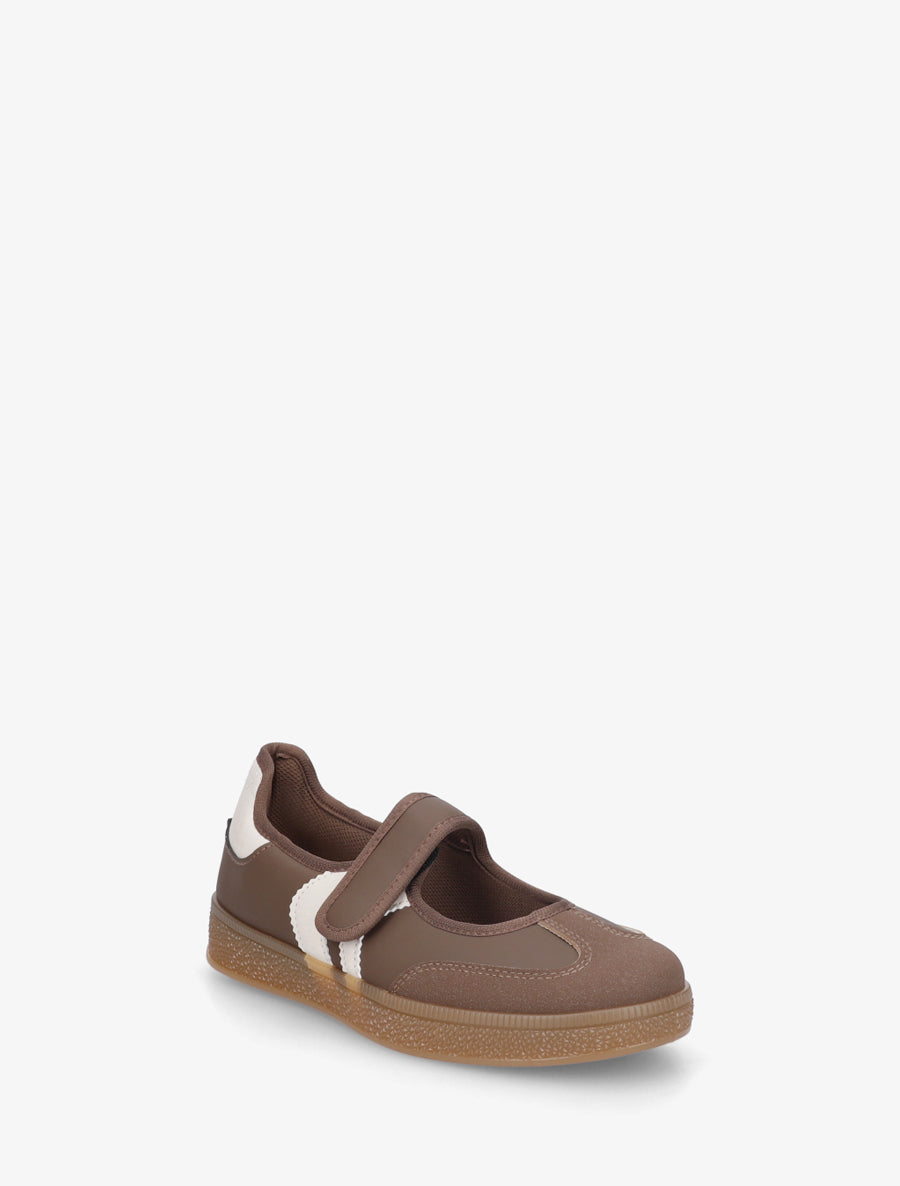 Ballerines style sneakers à scratch - Marron - 2