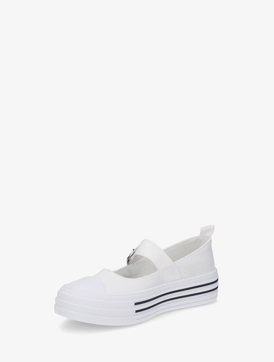 Ballerines style baskets à scratch - Blanc - 3