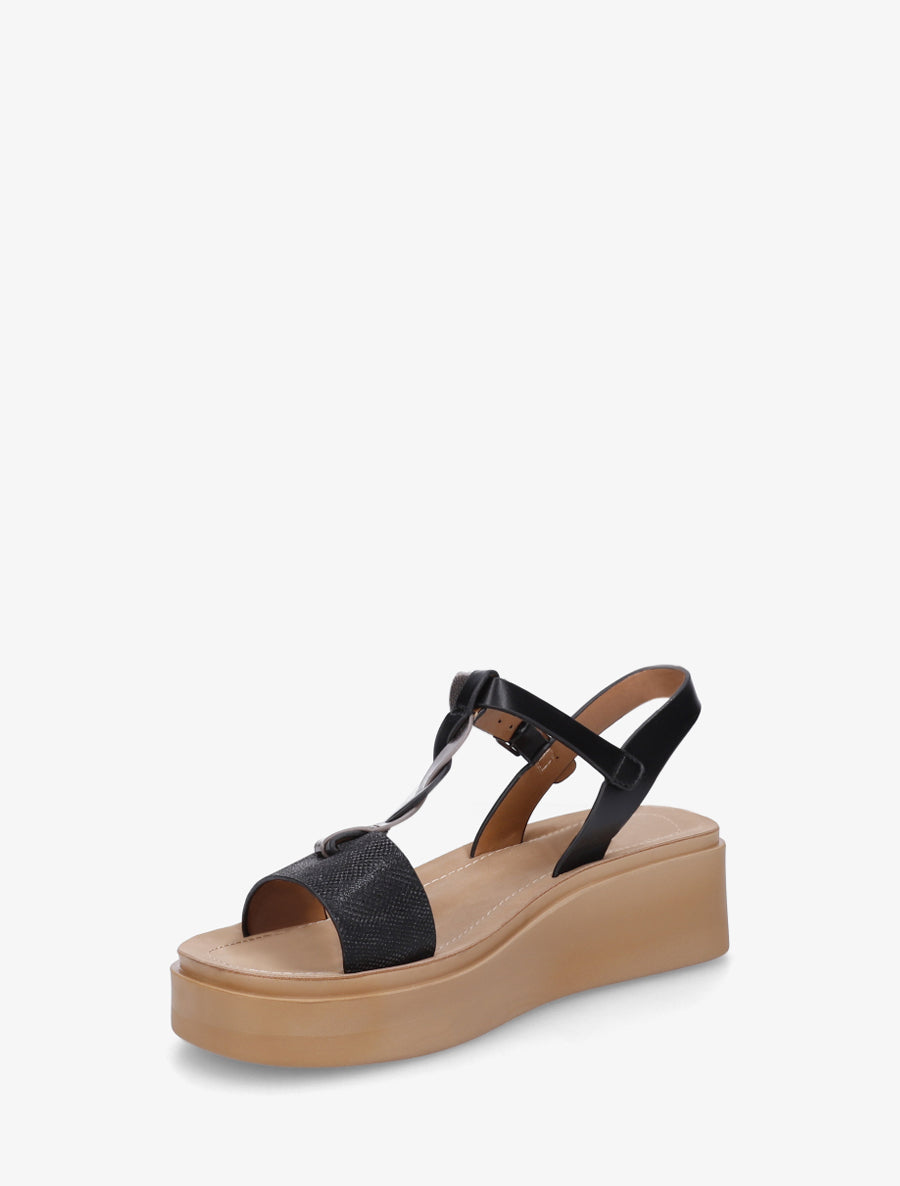 Sandales compenées à brides croisées - Noir - 3