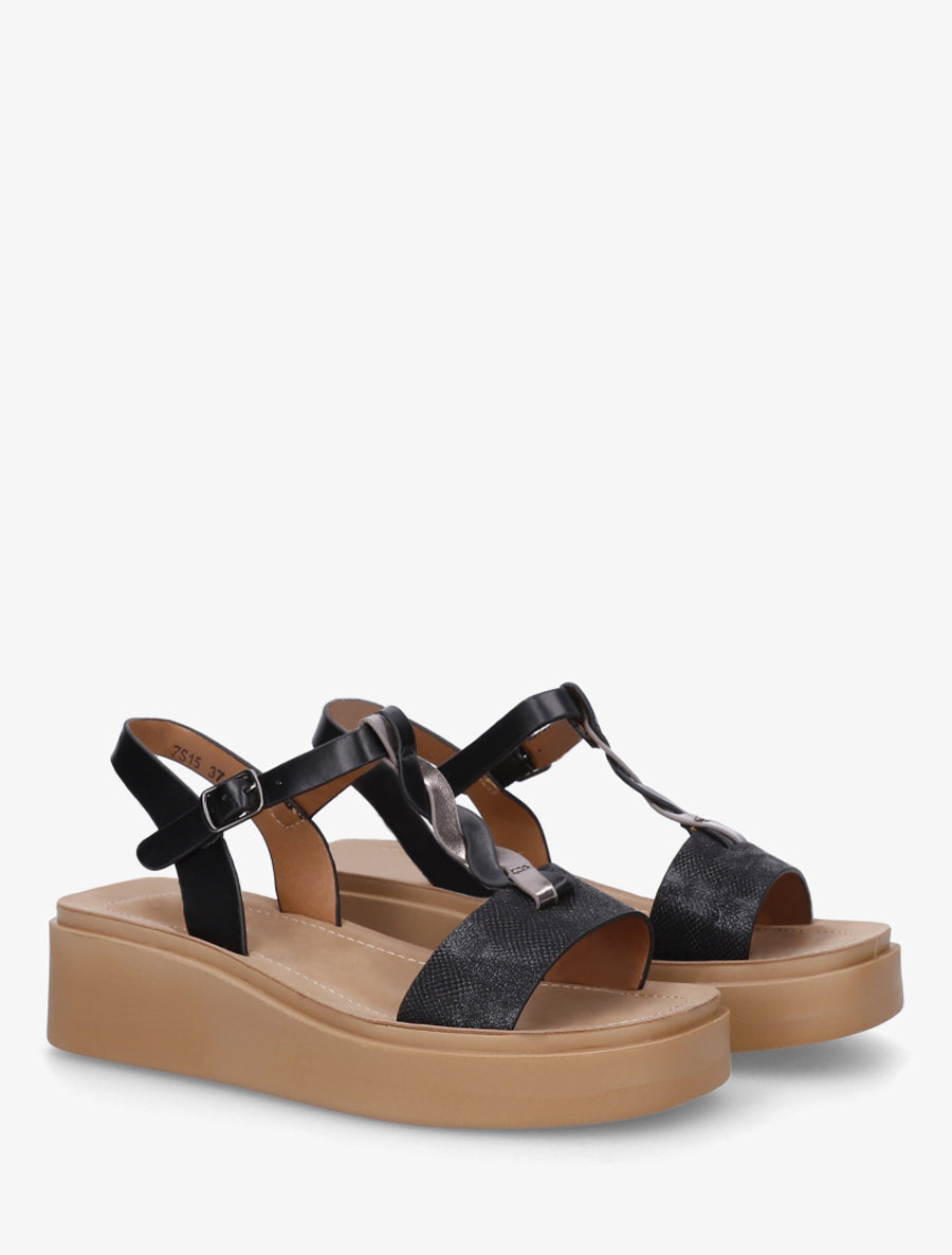 Sandales compenées à brides croisées - Noir - 4