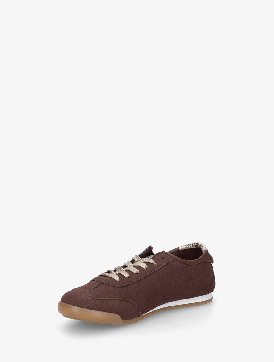 Baskets en suédine à empiècement graphique - Marron - 3