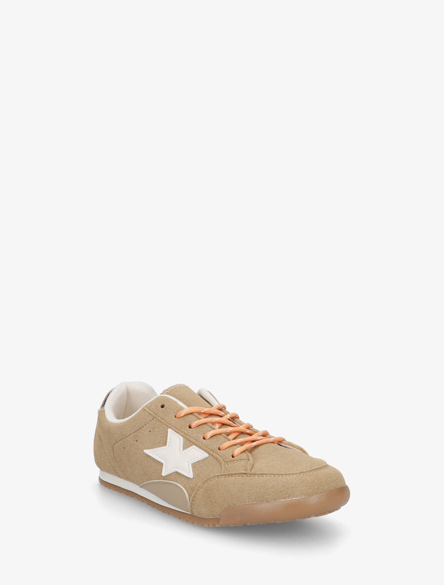 Sneakers en suédine à contrefort constrastant - Camel - 2