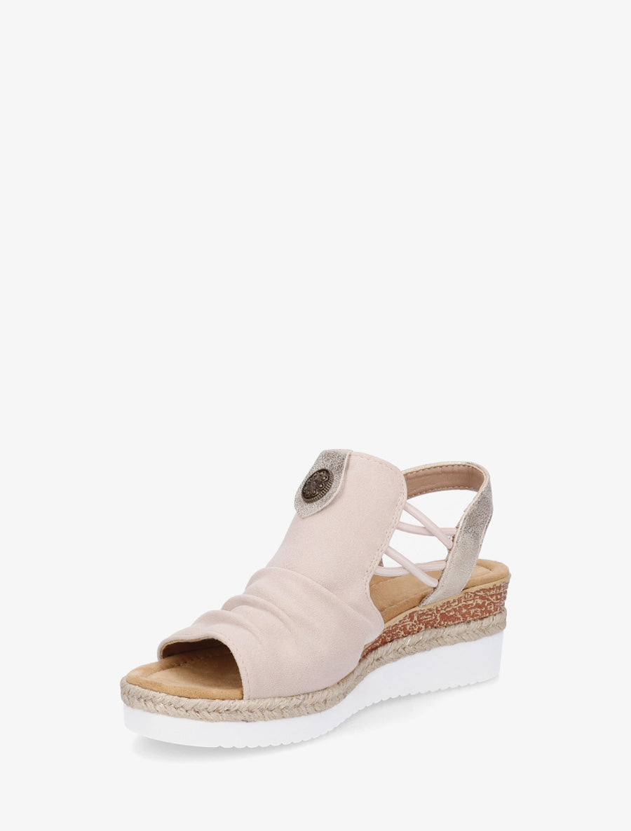 Sandales compensées à médaille rosace - Beige - 3