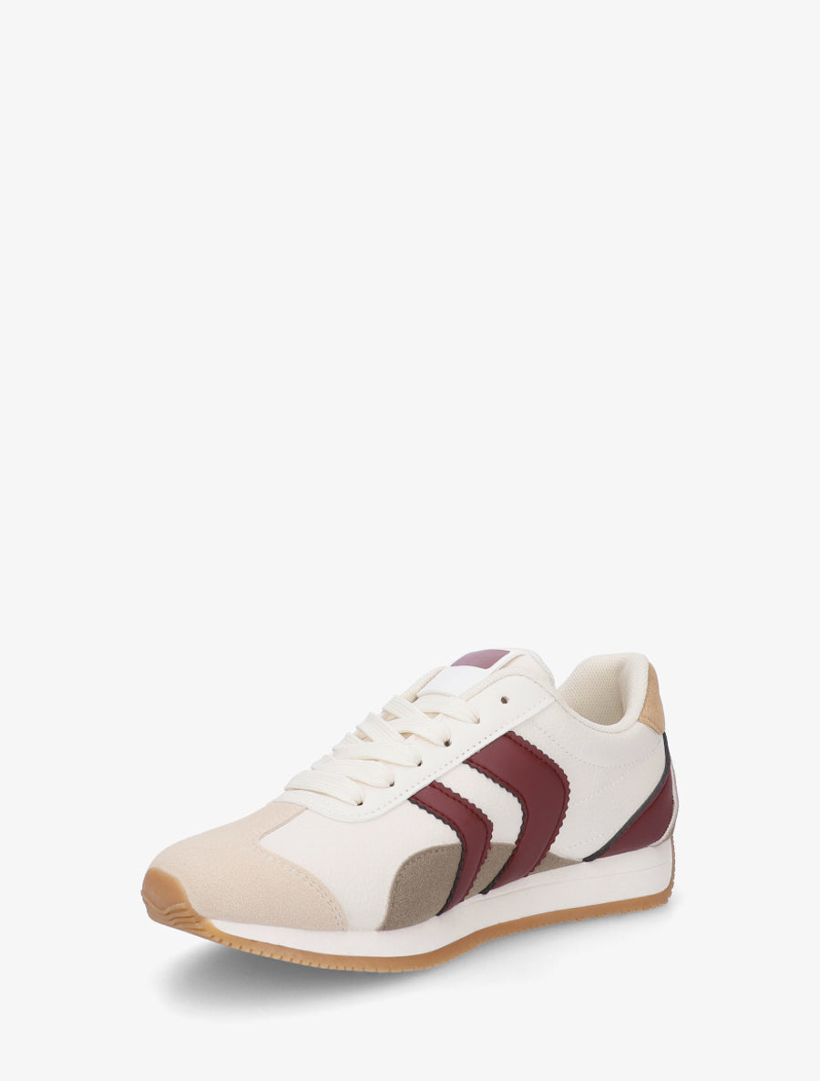 Sneakers à contrefort contrastant et double lacets - Beige - 3