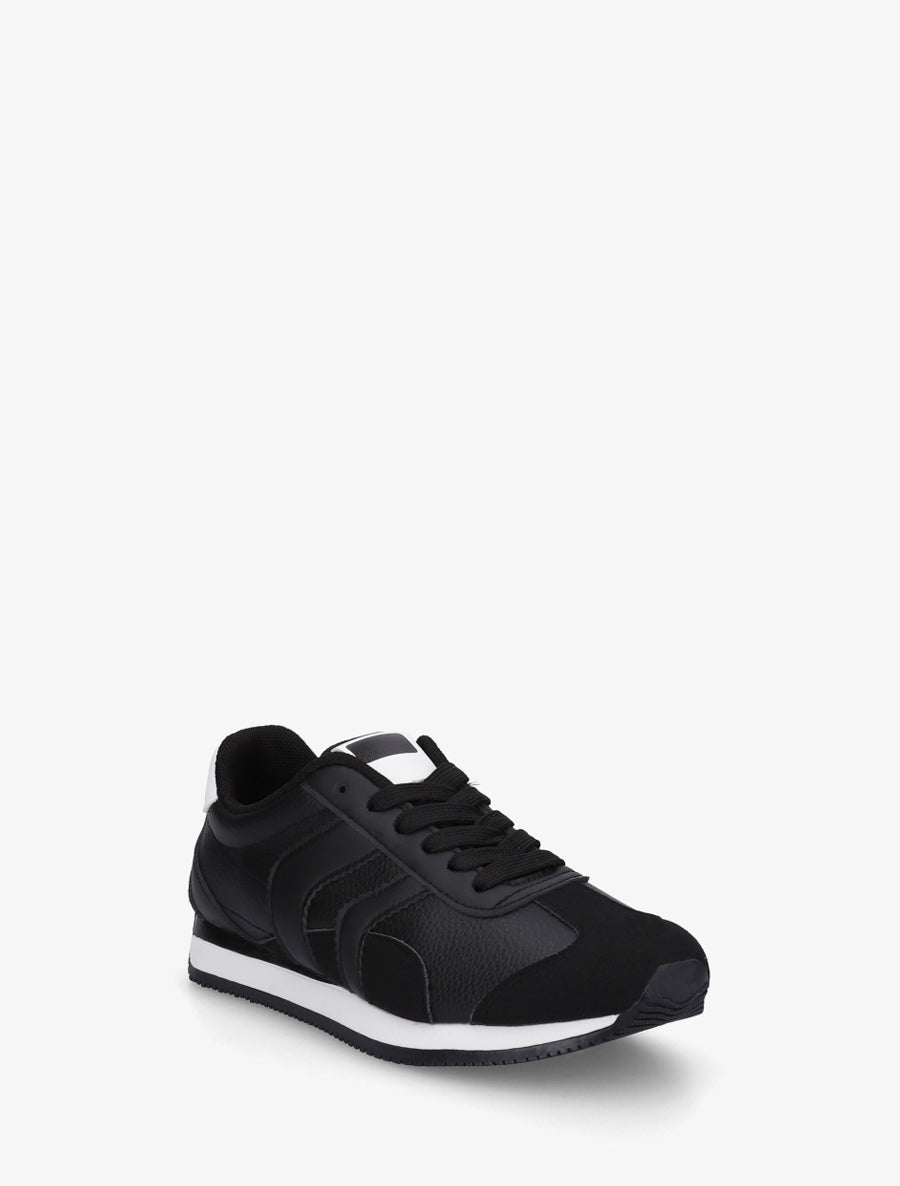 Sneakers à contrefort contrastant et double lacets - Noir - 2