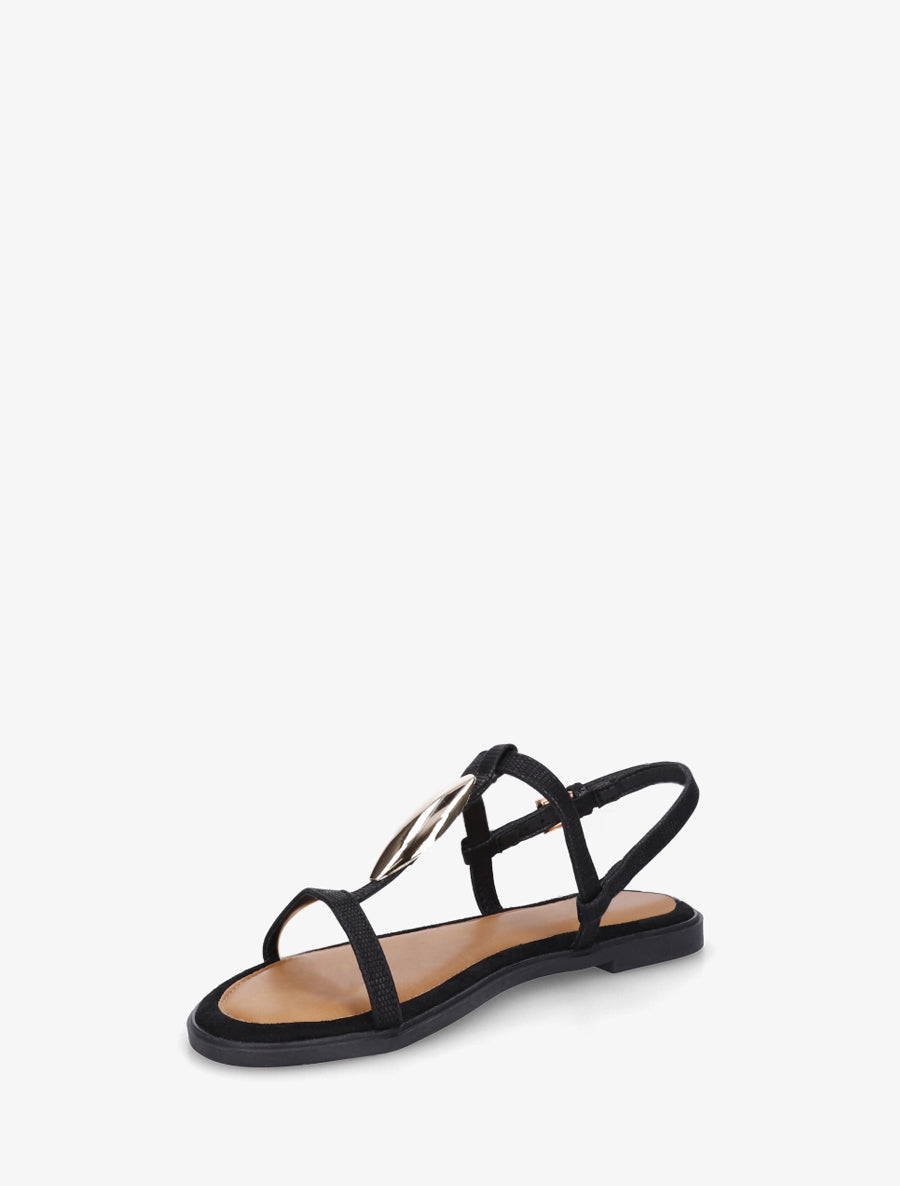 Nu-pieds bimatière à empiècement métal - Noir - 3