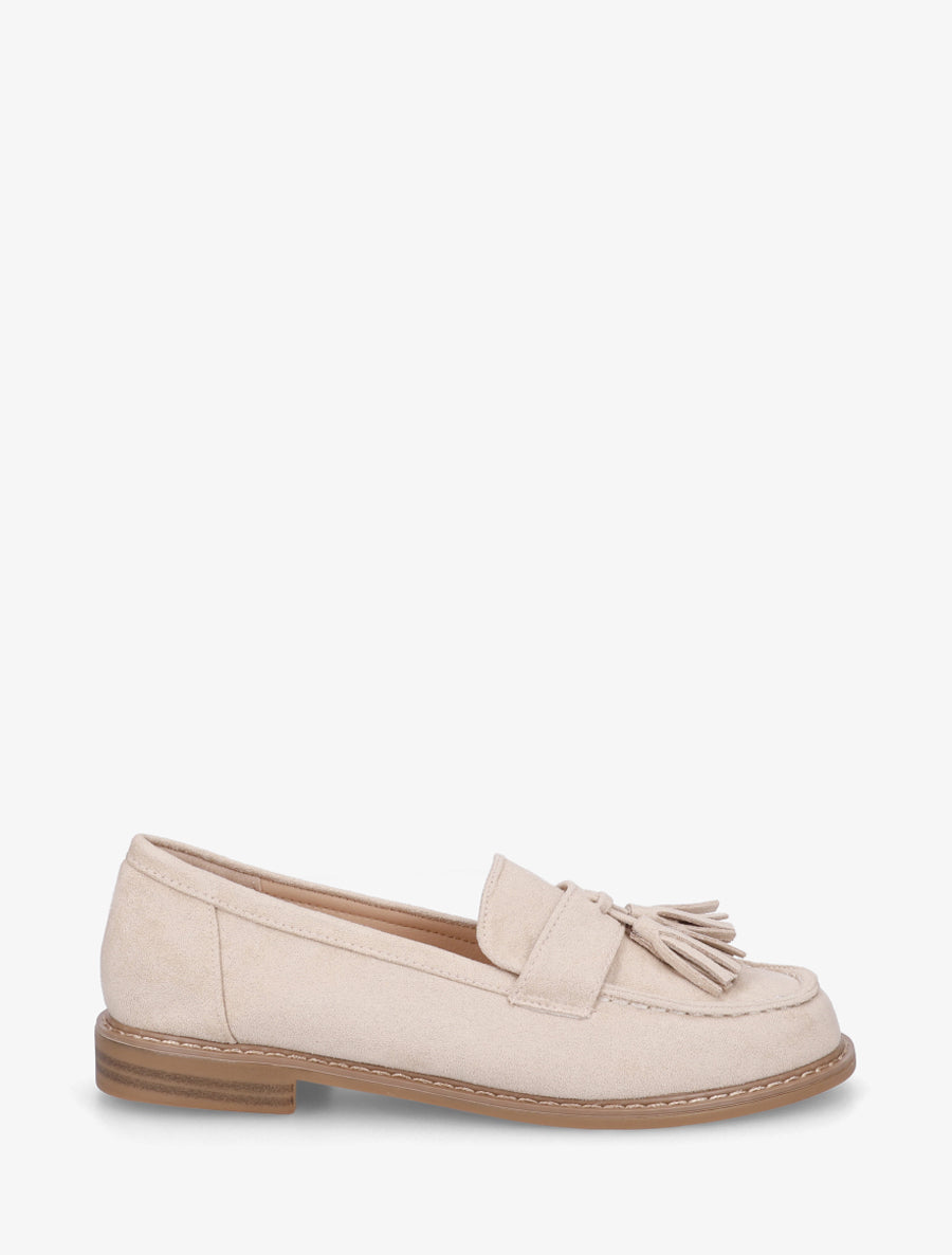 Mocassins en suédine à pampilles - Beige - 1