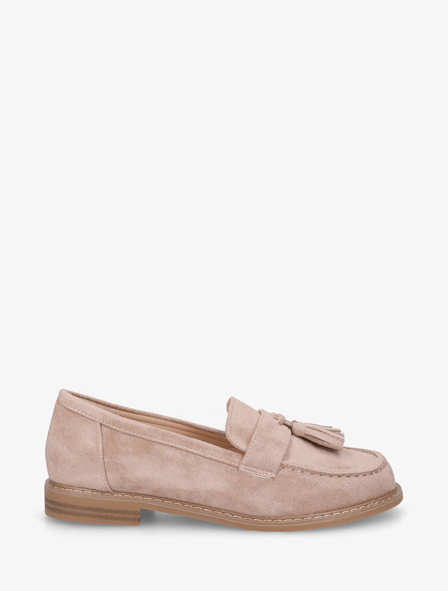 Mocassins en suédine à pampilles - Taupe - 1