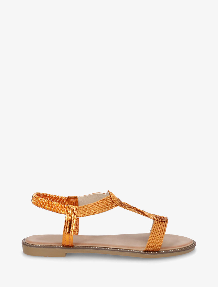 Nu-pieds tressés à cheville élastiquée - Orange - 1
