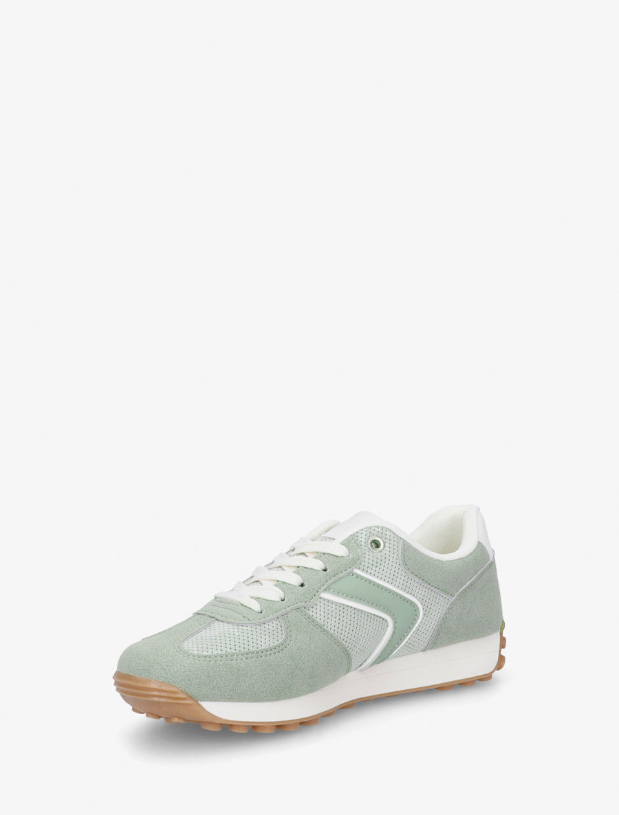 Baskets classiques en suédine et tissu - Vert amande
