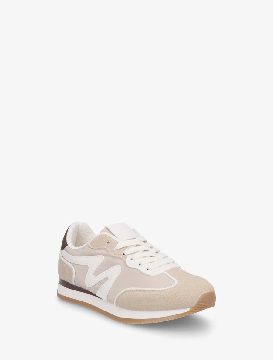Sneakers à empiècement nubuck - Beige - 2