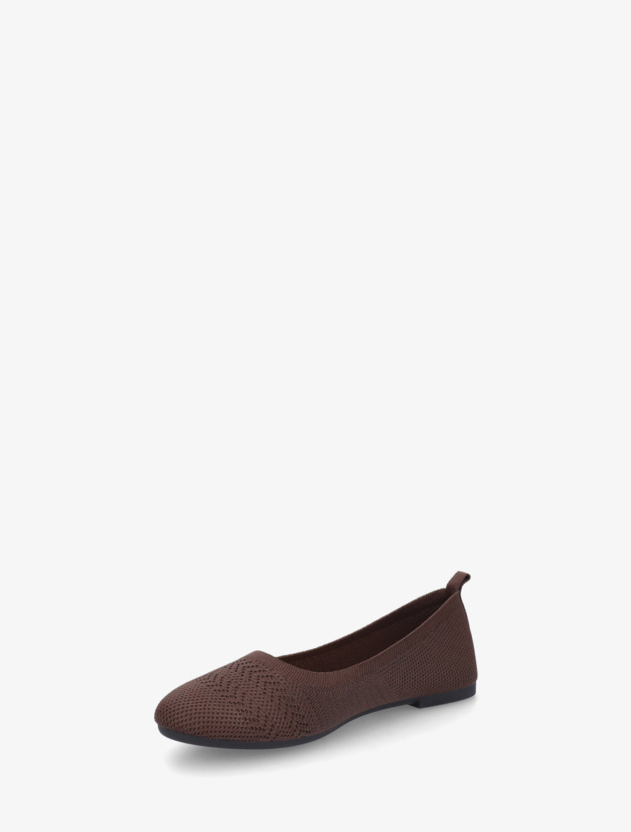 Ballerines basiques en tissu - Marron - 3