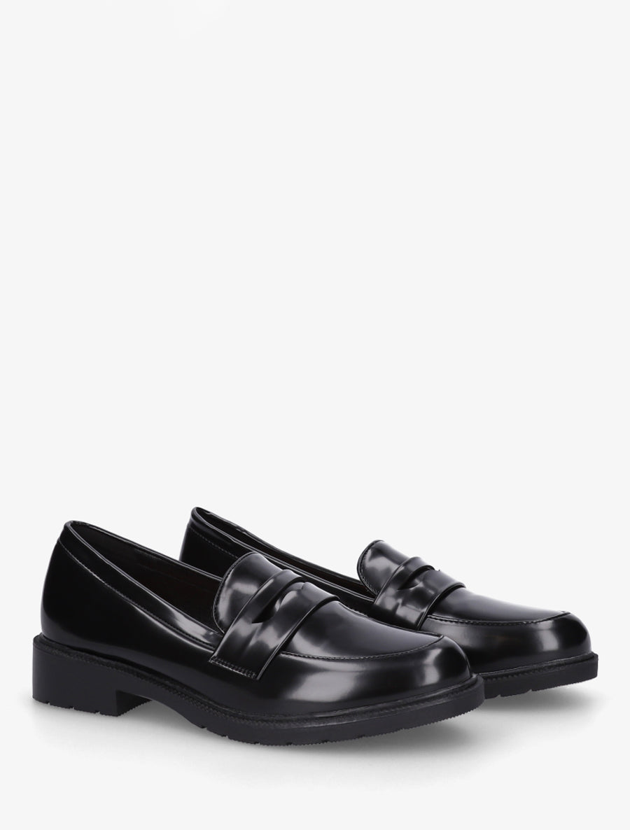 Mocassins unis en simili - Noir - 4