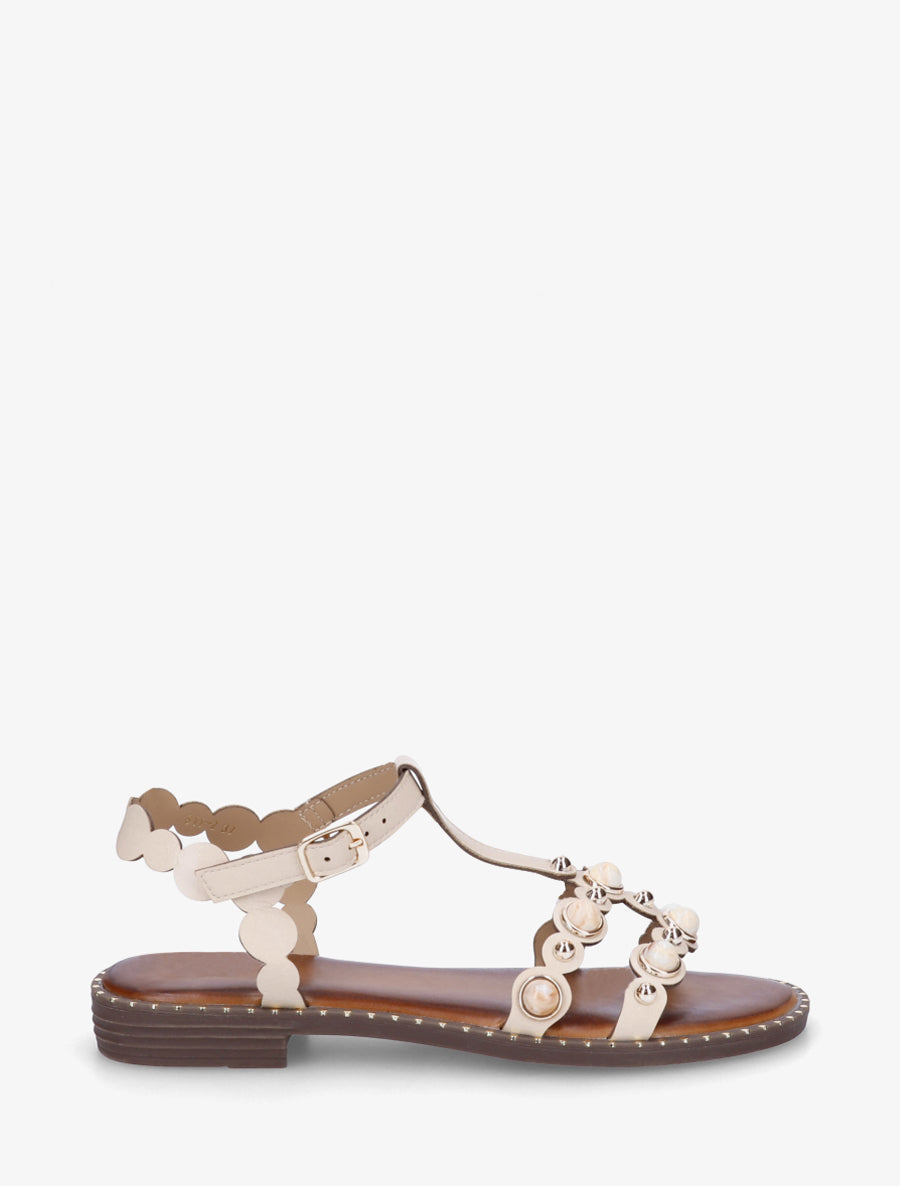Sandales à bijoux et pierres - Beige - 1