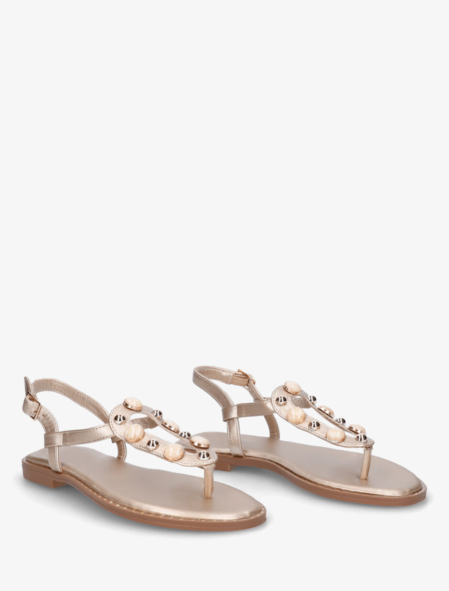 Nu-pieds à clous et bijoux marbrés - Or - 4