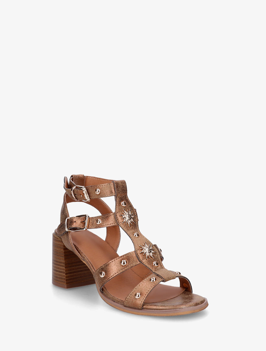 Sandales cloutées à talon - Bronze - 2