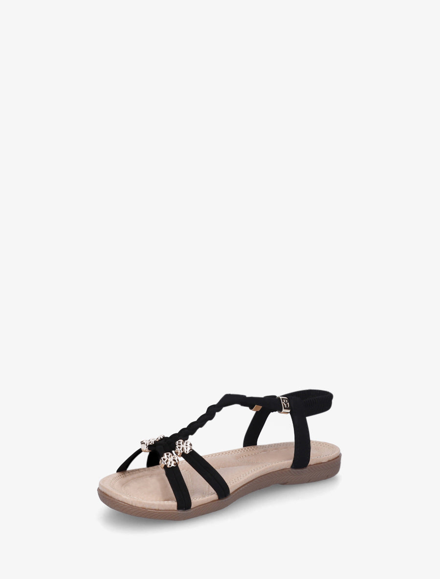 Nu-pieds confort à empiècement bijoux - Noir - 3