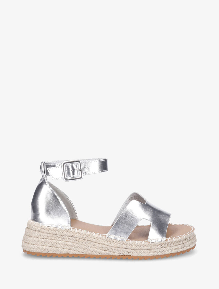 Sandales en simili style espadrilles - Argent - 1