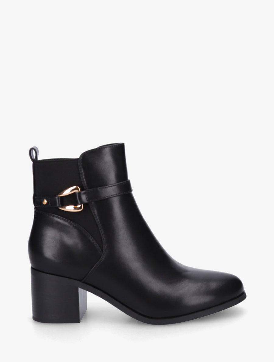 Bottines en simili à cheville élastiquée - Noir - 1
