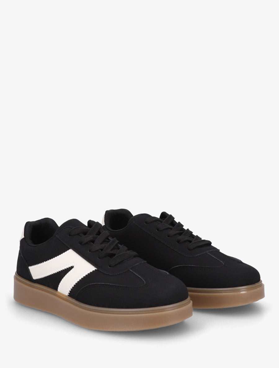 Sneakers à semelle en caoutchouc - Noir - 4